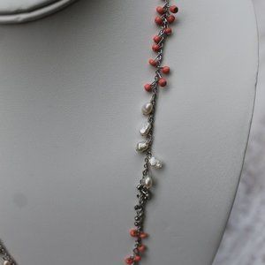 AEO Coral and Freshwater Pearl Long Necklace